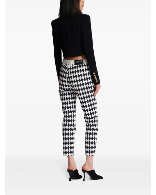 Balmain Black Spencer Crepe Cropped Jacket - Women's - Viscose