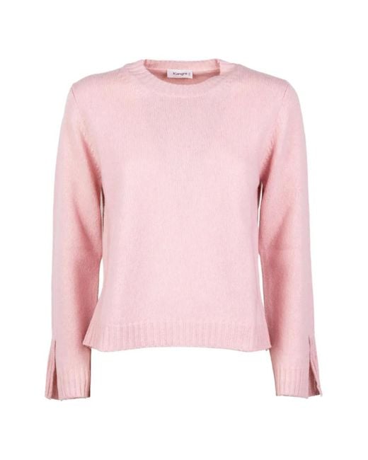 Kangra Pink Slit-Cuff Knitted Sweater
