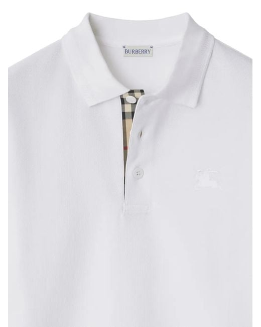 Burberry White Cotton Polo Shirt for men