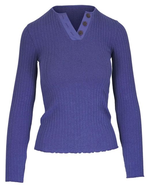 Vince Blue Ribbed-Knit Jumper