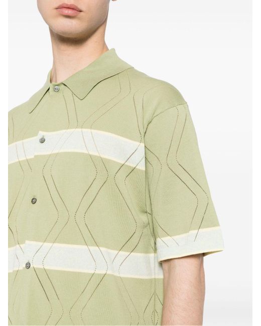 Paul Smith Green Stripe-print Knitted Polo Shirt for men