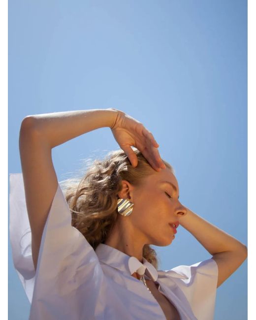 YSSO White Londa Statement Earrings
