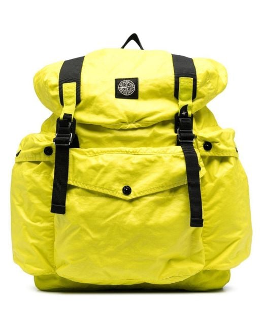 Stone Island Yellow Logo-patch Buckled Backpack for men