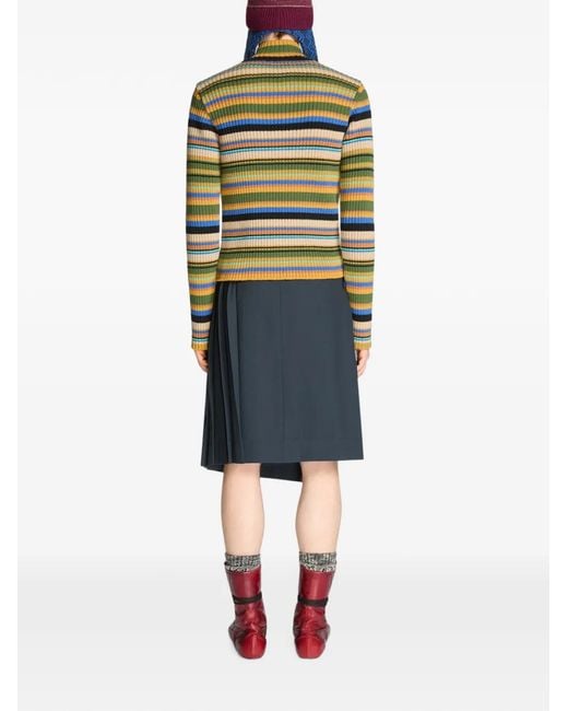 Dries Van Noten Green Ribbed Wool Sweater for men