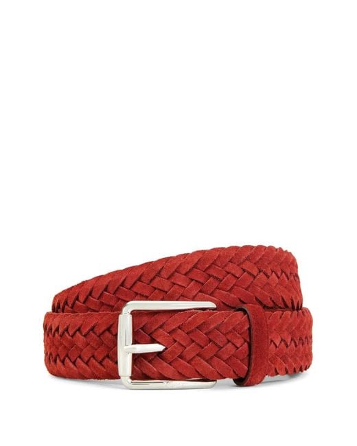 Tod's Red Suede Braided Belt for men