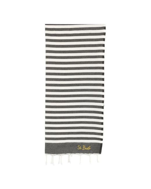 Mc2 Saint Barth Gray Striped Beach Towel