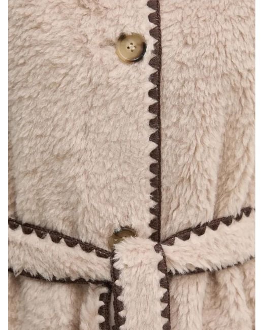 Ouí Natural Scalloped Trim Belted Coat