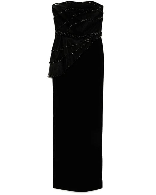 Saiid Kobeisy ビーズトリム クレープドレス Black