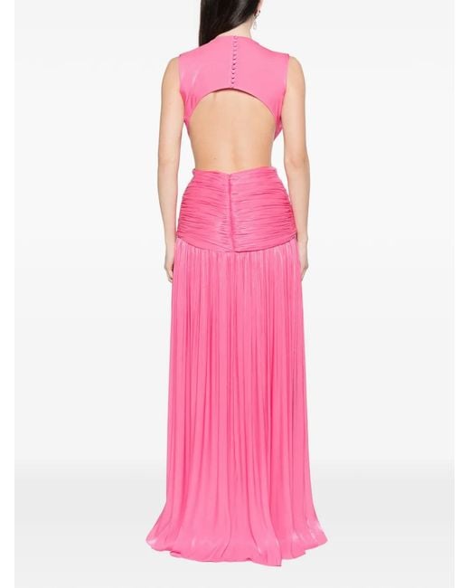 Costarellos Pink Silla Cutout-Detail V-Neck Maxi Dress