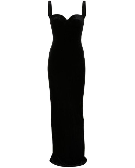 Balenciaga Black Bustier-neckline Velvet Gown