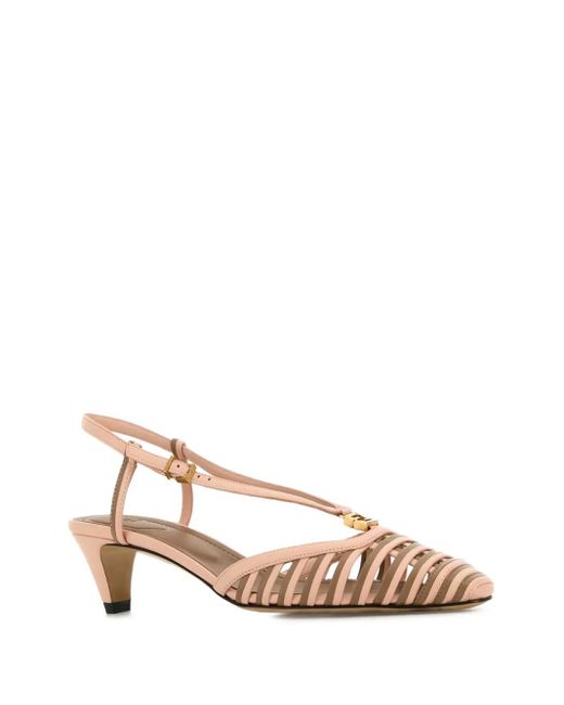 Fendi Natural Ffold Strappy Slingback Kitten Pumps