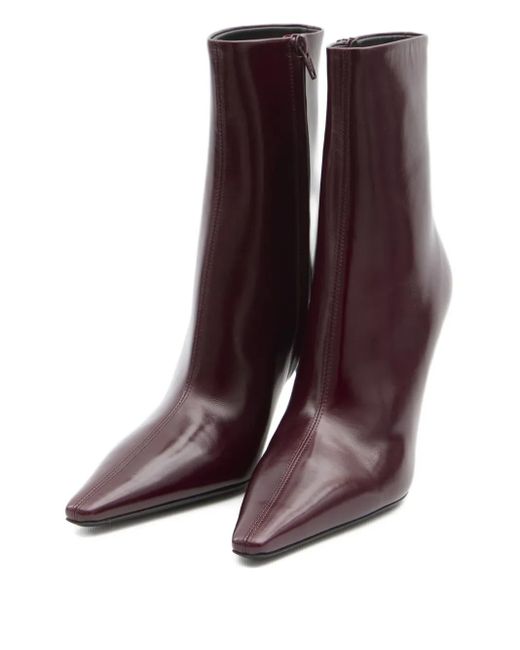 Saint Laurent Purple 90Mm Ashley Pointed-Toe Ankle Boots