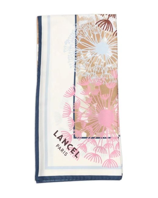 Lancel Pink Floral-Print Scarf