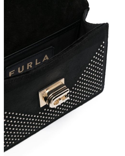 Furla Black 1927 Rhinestone-embellished Velvet Bag