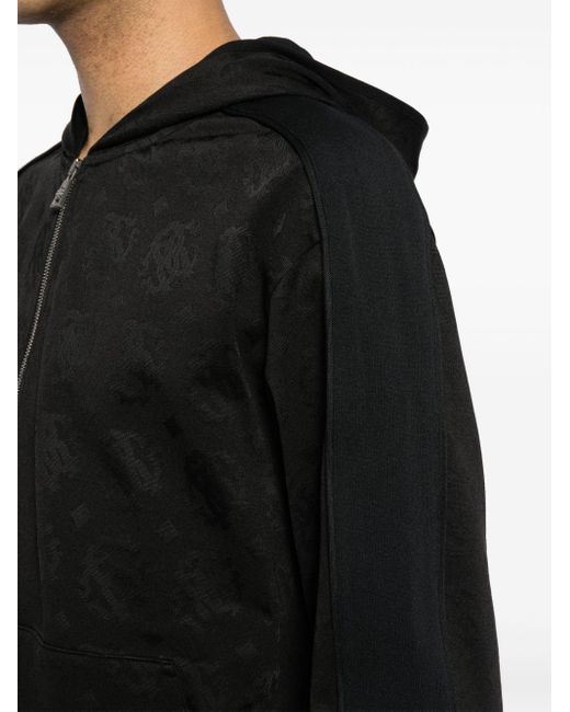 Sudadera con capucha y logo en jacquard Roberto Cavalli de hombre de color Black