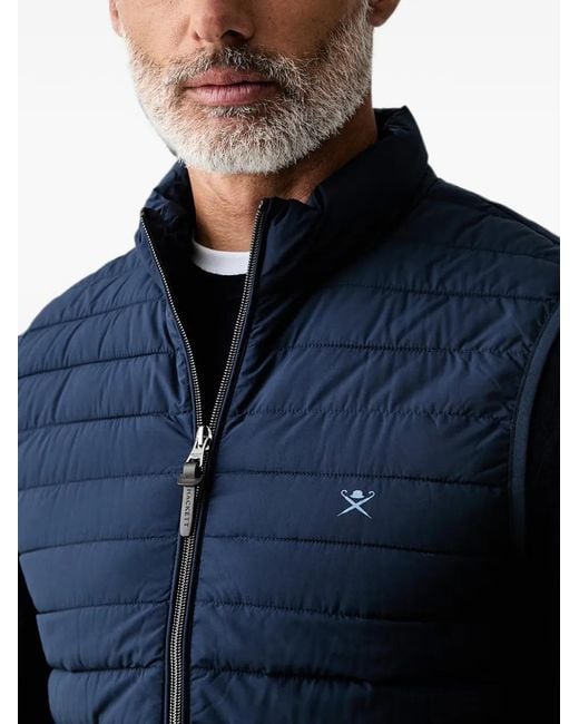 Hackett Blue Quilted Logo-Embroidered Gilet for men