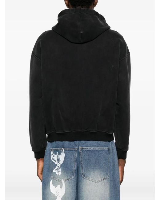 Kidsuper Black Appliqué-Detail Zip-Up Hoodie for men