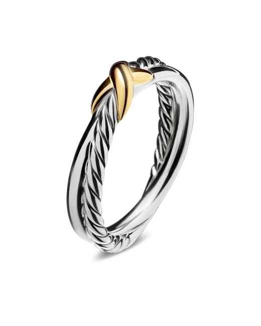 David Yurman White 18Kt And Sterling Petite X Ring (4Mm)