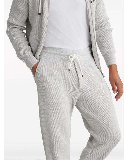 Pantalon de jogging à design texturé Brunello Cucinelli pour homme en coloris White