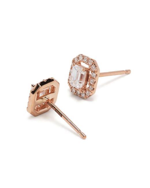 SHAY White 18K Rose Mini Me Diamond Halo Earrings