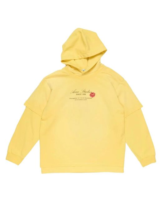 Acne Yellow Logo Print Hoodie