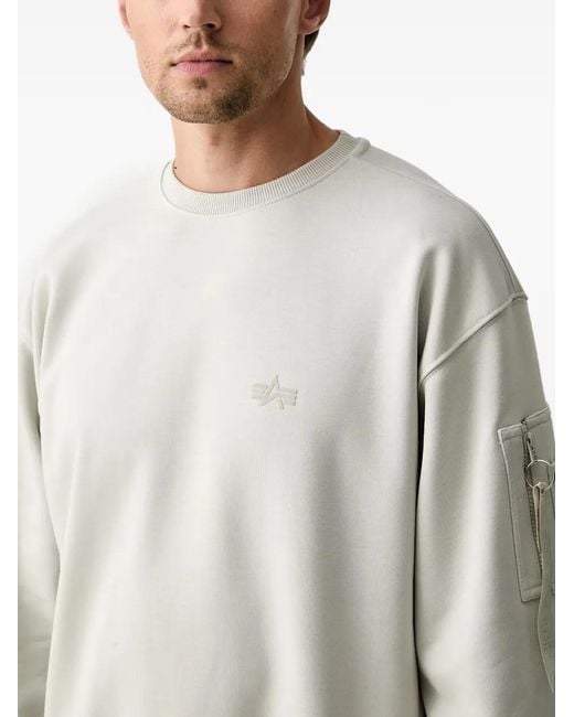 Alpha Industries White Logo-Embroidered Zip-Pocket Sweatshirt for men