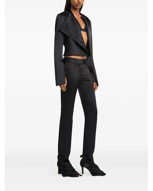 Courreges Black Satin Bootcut Pants
