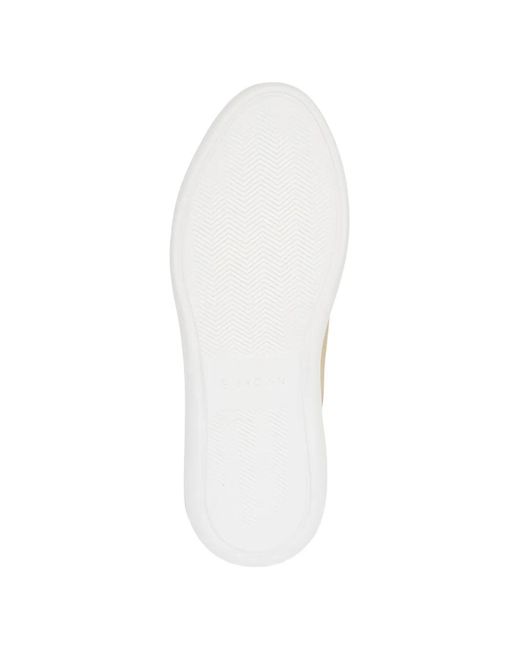 G. Brown Shoes White Puff Suede Contrast-Heel Sneakers for men