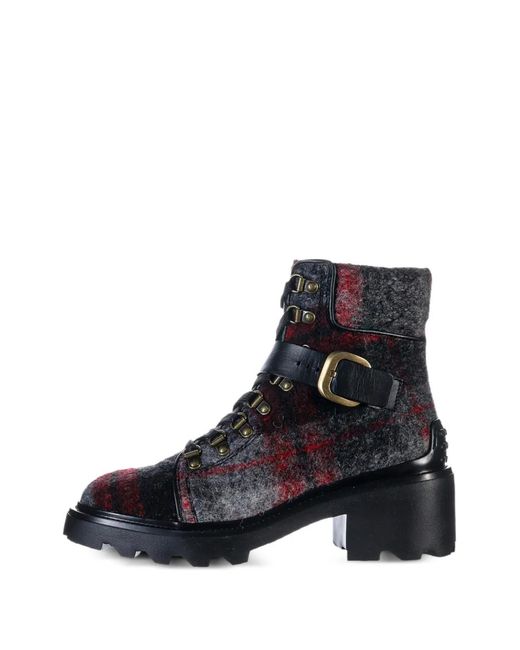 Tod's Black Bottines À Carreaux
