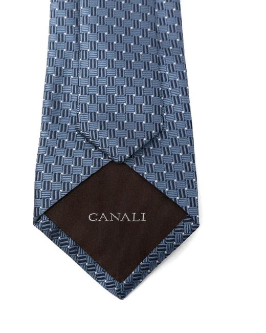 Canali Blue Geometric-Pattern Tie for men