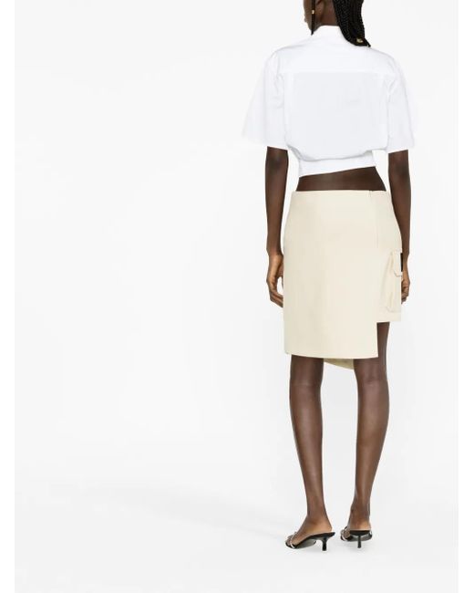 Off-White c/o Virgil Abloh Natural Asymmetric Wool Mini Skirt