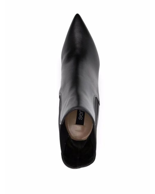 Sergio Rossi Black 80Mm Godiva Chelsea Boots
