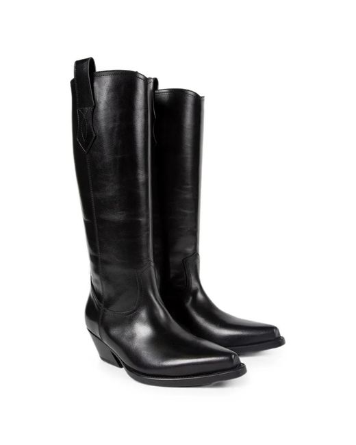 Ann Demeulemeester Black Pointed-Toe Leather Boots