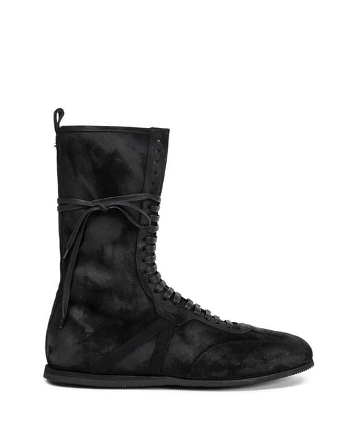 Ann Demeulemeester Black Fides Lace-Up Suede Sneakers for men