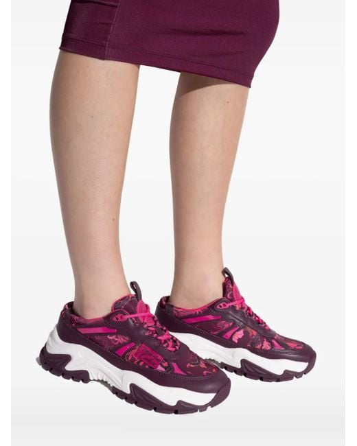 Versace Jeans Couture Purple Floral-Print Lace-Up Sneakers