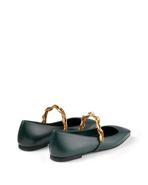 Jimmy Choo Diamond Tilda Flat in Green | Lyst