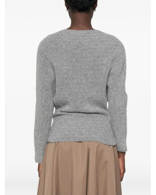Ruohan Gray Batwing-Sleeve Boat-Neck Sweater
