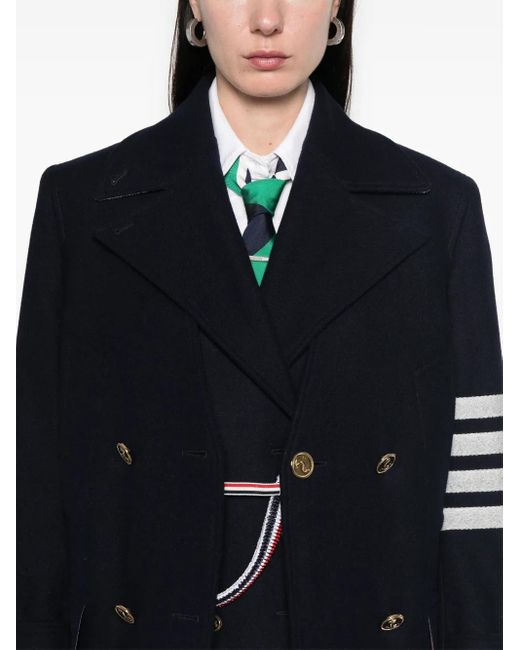 Thom Browne Blue 4 Bar Stripes Waistcoat And Peacoat Set