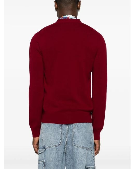 COMME DES GARÇONS PLAY Red Heart-Patch V-Neck Wool Cardigan