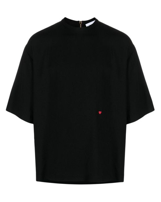 Moschino Kreppstruktur-T-Shirt mit aufgesticktem Herz in Black für Herren