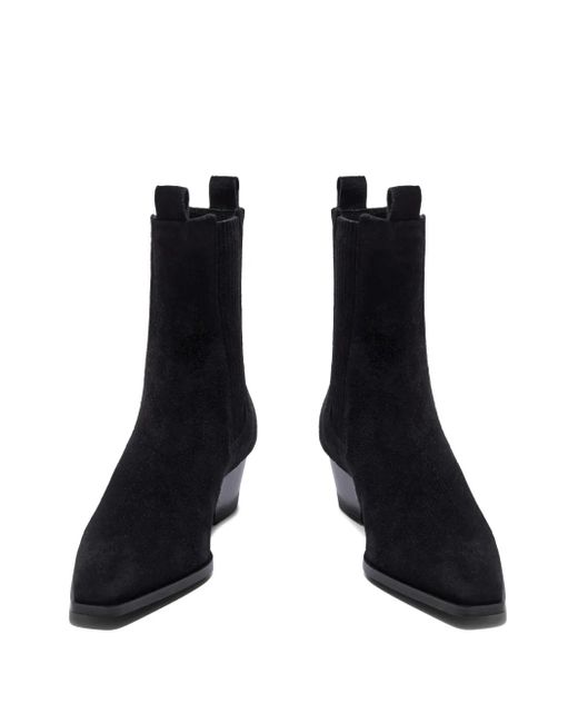 Aeyde Black Agata Cow Suede Leather