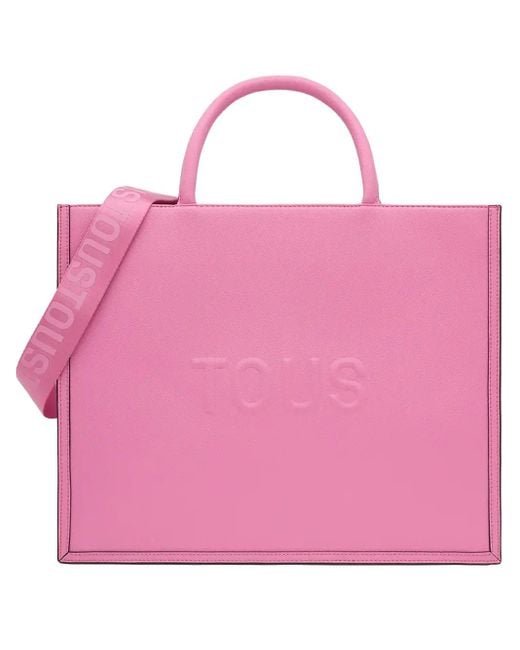 Tous Pink Embossed Logo Tote Bag
