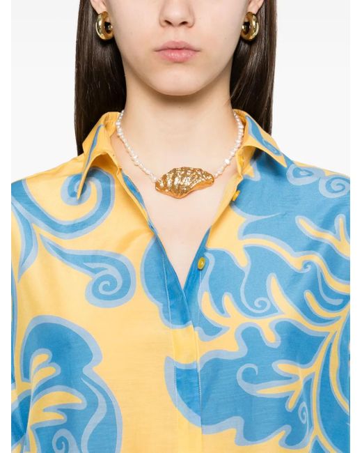 Chemise Imprimée À Détail Noué Etro en coloris Blue