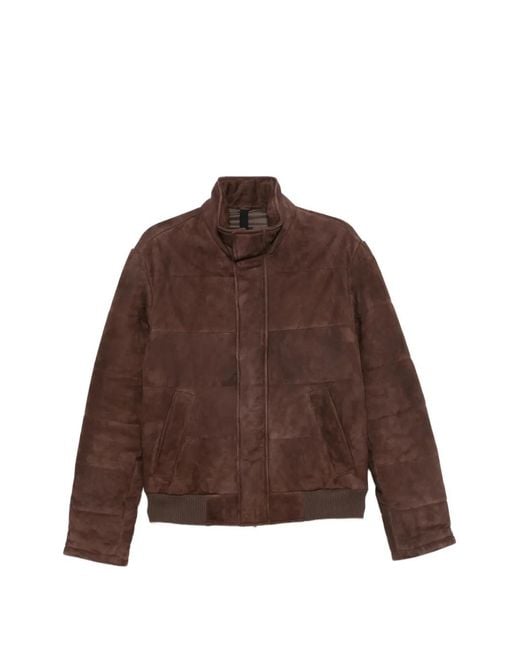 Tagliatore Brown Quilted Suede Jacket for men