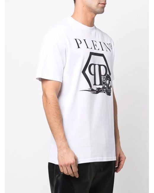 Philipp Plein White Skull And Logo-Print T-Shirt