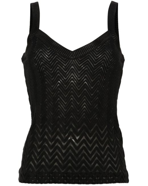 Missoni Black Zigzag-woven Mesh-design Top