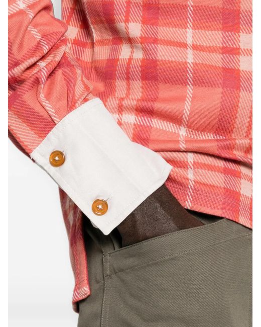 Vivienne Westwood Red Check-Pattern Long-Sleeve Polo Shirt for men