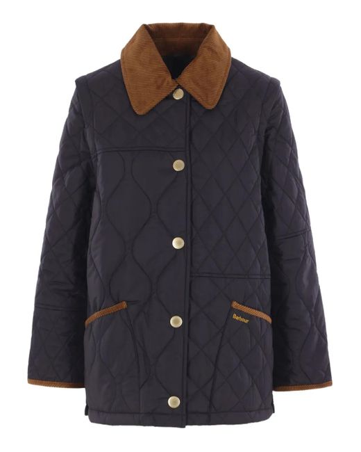 Giacca Trapuntata Con Colletto A Coste di Barbour in Blue