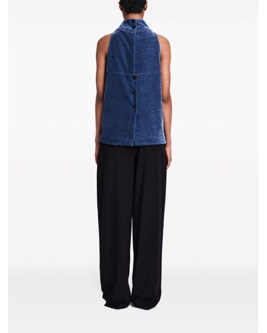 PROENZA SCHOULER WHITE LABEL Halterneck Sleeveless Top in Blue