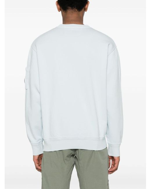 C P Company White Drop Shoulder Cotton Sweatshirt for men